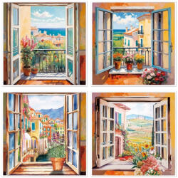 AdTrend Set 4 tablouri decorative oleografie pe panza Peisaje 40 x 40 cm (118835)