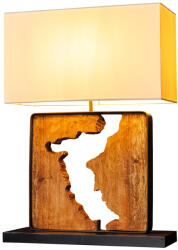 Invicta Lampa de masa DESIGNED BY NATURE 60cm, lemn de raintree negru natural cu abajur alb, lucrata manual (46937)