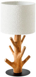 Invicta Lampa de masa JEWELRY 60cm din lemn natural de mangostan, cu abajur boucle alb (46648)