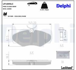 DELPHI set placute frana, frana disc DELPHI LP1695LC (LP1695LC)