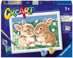 Ravensburger Set de pictură pe numere Ravensburger CreArt - Iepurași și flori (23563)