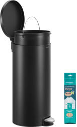 Brius Cos de gunoi cu pedala, capac soft-close, galeata detasabila, otel, 30L, saci menajeri inclusi, negru (EZ-LTB031BZ02) Cos de gunoi