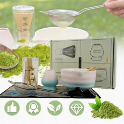 Bedee Bambusz Matcha Edénykészlet Tállal És Habverővel Otthoni Használatra (Zestaw do parzenia herbaty matcha)
