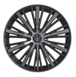 AVEX Set 4 capace roti VELAR Blade Silver, design Sportiv cu accente negre cu gri antracit, ABS rezistent, Universal, pentru jante R15 (AVX-T 290923-10)