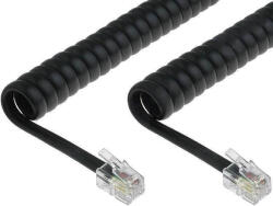 LEXI-Net Cablu telefonic spiralat - 2xRJ10 4p4c, 6m, negru