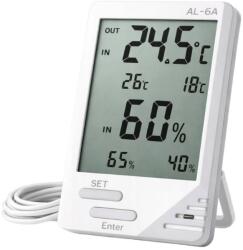 VERK GROUP 09238 LCD időjárás állomás hőmérővel, szondával és páratartalom-mérővel, fehér
