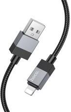 hoco. X110 adatkábel (USB - lightning, 2.4A, gyorstöltő, cipőfűző, 100cm) FEKETE (167146)