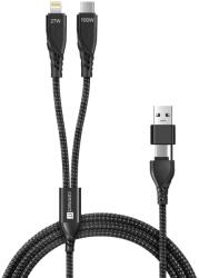 CONNECT IT USB 2.0 + USB 2.0 Type C Lightning + USB Type C Fekete 1.25m CCA-2310-BK (CCA-2310-BK)