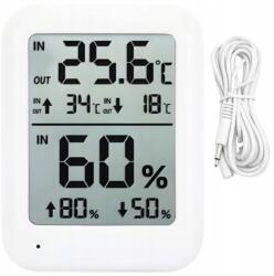 VERK GROUP 09239 LCD időjárás állomás hőmérővel, szondával és páratartalom-mérővel, fehér