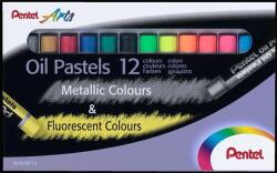 Pentel Arts Olajpasztell kréta 12 fluoreszkáló és metál szín (PHN-MF12)