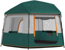 Outsunny Cort de camping pentru 4-6 persoane, stabil, impermeabil 3000mm, cort familial cu acoperire superioară detașabilă, protecție UV30+, verde | Aosom Romania (A20-574V00GN) Cort
