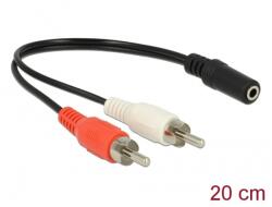 Delock kábel Audio 2x RCA male > 1x 3.5mm 3 pin Stereo jack 20cm (85806) - notebook
