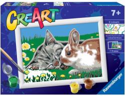 Ravensburger Set de pictat după numere Ravensburger CreArt - Pisicuță și iepuraș (20074)