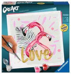 Ravensburger Set de pictură pe numere Ravensburger CreArt - Flamingo îndrăgostiți (29029)