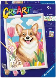 Ravensburger Set de pictură pe numere Ravensburger CreArt - Corgi în flori (12023258)