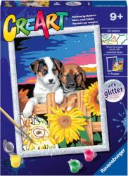 Ravensburger Set de pictură pe numere Ravensburger CreArt - Câini și floarea-soarelui (23569)