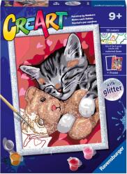 Ravensburger Set de pictură pe numere Ravensburger CreArt -Pisicuță și ursuleț de pluș (20266)