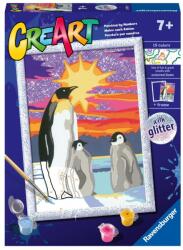 Ravensburger Set de pictat după numere Ravensburger CreArt - Pinguini în zăpadă (23702)