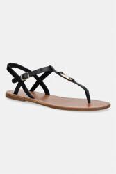 Tommy Hilfiger sandale cu toc plat femei din piele LEATHER THONG SANDAL PPY2-OBD023_99X