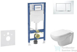 Geberit Duofix falra szerelhető WC szett, Duravit D-Code rimless WC soft close ülőkével, Geberit Sigma 30 fehér/króm nyomólappal SANI11CP3104 (SANI11CP3104)