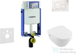 Geberit Kombifix falra szerelhető WC szett, Villeroy & Boch Omnia Architectura CeramicPlus Wc soft close ülőkével, Sigma 01 alpesi fehér nyomólappal 110302005NB1 (110302005NB1)