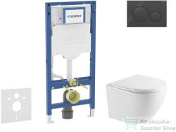AXO Geberit Duofix falra szerelhető WC szett, Kielle OUDEE Vortex rimless+ WC softclose ülőkével, Geberit Sigma 20 fényes/matt fekete nyomólappal, fehér SANI11CA5159 (SANI11CA5159)