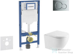 AXO Geberit Duofix falra szerelhető WC szett, Kielle OUDEE Vortex rimless+ WC softclose ülőkével, Geberit Sigma 01 fényes króm nyomólappal, fehér SANI11CA1158 (SANI11CA1158)