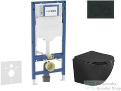AXO Geberit Duofix falra szerelhető WC szett, Kielle OUDEE Vortex rimless+ WC softclose ülőkével, Geberit Sigma 20 matt/fényes fekete nyomólappal, matt fekete SANI11CA5504 (SANI11CA5504)