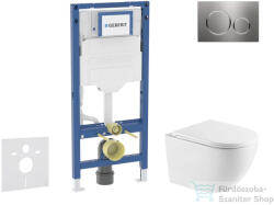 AXO Geberit Duofix falra szerelhető WC szett, Kielle OUDEE Vortex rimless+ WC softclose ülőkével, Geberit Sigma 20 rozsdamentes acél nyomólappal, fehér SANI11CA6172 (SANI11CA6172)