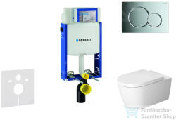 Geberit Kombifix falra szerelhető WC szett, Duravit Me By Starck WC soft close ülőkével, Geberit Sigma 01 fényes króm nyomólappal 110302005NM2 (110302005NM2)