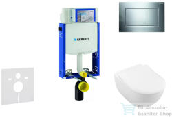 Geberit Kombifix falra szerelhető WC szett, Villeroy & Boch Subway 2.0 CeramicPlus Wc soft close ülőkével, Sigma 30 fényes/matt króm nyomólappal 111302005NI6 (111302005NI6)