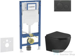 Geberit Duofix falra szerelhető WC szett, Kielle OUDEE Vortex rimless+ WC softclose ülőkével, Geberit Sigma 20 fényes/matt fekete nyomólappal, matt fekete SANI11CA5506 (SANI11CA5506)