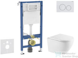 AXO Geberit Duofix Basic falra szerelhető WC szett, Kielle OUDEE Vortex rimless+ WC softclose ülőkével, Geberit Delta 20 alpesi fehér nyomólappal, fehér SANI11CA31137 (SANI11CA31137)