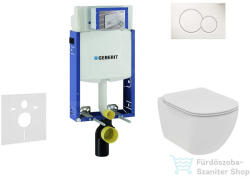 Geberit Kombifix falra szerelhető WC szett, Ideal Standard Tesi Wc soft close ülőkével, Sigma 01 alpesi fehér nyomólappal 110302005NE1 (110302005NE1)