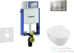 Geberit Kombifix falra szerelhető WC szett, Villeroy & Boch Omnia Architectura CeramicPlus Wc soft close ülőkével, Sigma 30 matt/fényes króm nyomólappal 110302005NB7 (110302005NB7)