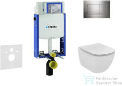 Geberit Kombifix falra szerelhető WC szett, Ideal Standard Tesi Wc ülőkével, Sigma 30 króm nyomólappal 110302005NF6 (110302005NF6)