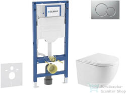 AXO Geberit Duofix falra szerelhető WC szett, Kielle OUDEE Vortex rimless+ WC softclose ülőkével, Geberit Sigma 01 matt króm nyomólappal, fehér SANI11CA2104 (SANI11CA2104)