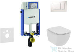 Geberit Kombifix falra szerelhető WC szett, Ideal Standard Tesi Wc soft close ülőkével, Sigma 30 fehér/króm nyomólappal 110302005NE5 (110302005NE5)