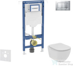 Geberit Duofix falra szerelhető WC szett, Ideal Standard Tesi WC soft close ülőkével, Geberit Sigma 30 matt/fényes króm nyomólappal SANI11CD2107 (SANI11CD2107)