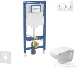 Geberit Duofix falra szerelhető WC szett, Duravit D-Code rimless WC soft close ülőkével, Geberit Sigma 20 fehér/króm nyomólappal SANI11CP3102 (SANI11CP3102)