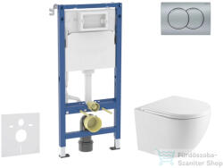 AXO Geberit Duofix Basic falra szerelhető WC szett, Kielle OUDEE Vortex rimless+ WC softclose ülőkével, Geberit Delta 01 matt króm nyomólappal SANI11CA2105 (SANI11CA2105)