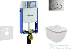 Geberit Kombifix falra szerelhető WC szett, Ideal Standard Tesi Wc ülőkével, Sigma 01 fényes króm nyomólappal 110302005NF2 (110302005NF2)