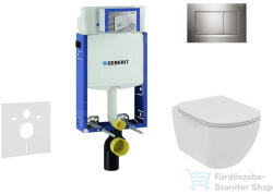 Geberit Kombifix falra szerelhető WC szett, Ideal Standard Tesi Wc soft close ülőkével, Sigma 30 fényes/matt króm nyomólappal 110302005NE6 (110302005NE6)