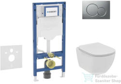 Geberit Duofix falra szerelhető WC szett, Ideal Standard Tesi WC soft close ülőkével, Geberit Sigma 01 matt króm nyomólappal SANI11CD2110 (SANI11CD2110)