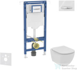 Geberit Duofix falra szerelhető WC szett, Ideal Standard Tesi WC soft close ülőkével, Geberit Sigma 50 alpesi fehér/ króm nyomólappal SANI11CD3122 (SANI11CD3122)
