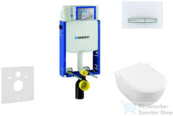 Geberit Kombifix falra szerelhető WC szett, Villeroy & Boch Subway 2.0 CeramicPlus WC soft close ülőkével, Geberit Sigma 50 alpesi fehér/ króm nyomólappal 110302005NI8 (110302005NI8)