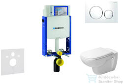 Geberit Kombifix falra szerelhető WC szett, Duravit D-Code rimless WC soft close ülőkével, Geberit Sigma 20 fehér/króm nyomólappal 10302005NH4 (10302005NH4)