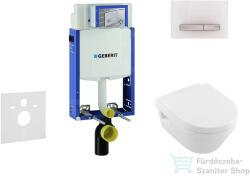 Geberit Kombifix falra szerelhető WC szett, Villeroy & Boch Omnia Architectura CeramicPlus Wc soft close ülőkével, Sigma 50 alpesi fehér/króm nyomólappal 110302005NB8 (110302005NB8)