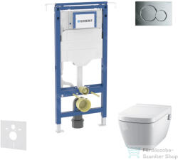 Geberit Duofix falra szerelhető WC szett, Tece Teceone bidés WC soft close ülőkével, Sigma 01 fényes króm nyomólappal SANI11CT1100 (SANI11CT1100)