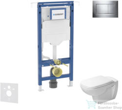 Geberit Duofix falra szerelhető WC szett, Duravit D-Code rimless WC soft close ülőkével, Geberit Sigma 30 fényes/matt króm nyomólappal SANI11CP1102 (SANI11CP1102)